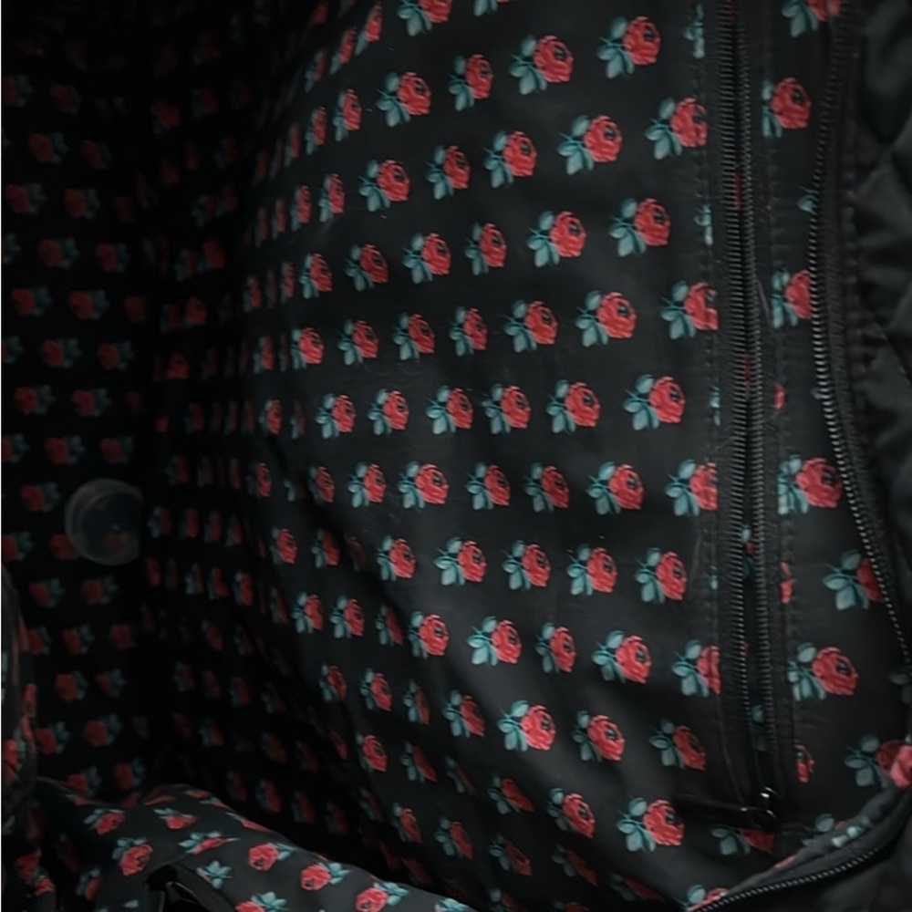 Vera Bradley Black Quilted Backpack with Floral Accent - Picture 3 of 5